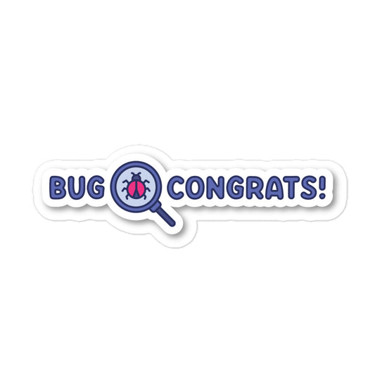 Bug Congrats! Sticker (Purple)