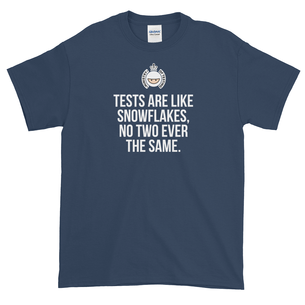 T-Shirt - Quotes - Tests are like Snowflakes + Logo - Men's